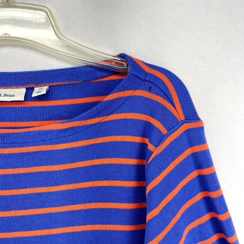 L.L. Bean Blue/Orange Striped Three-Quarter Sleeve Cotton T-shirt Ladies Size 2X - Picture 7 of 10